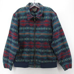 Pendleton Jacket Large Bomber Coat Southwest Navajo Aztec Tribal Ribbed